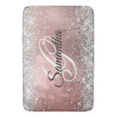 Zilveren Glitter Roze Gouden Folie Fancy Monogram Badmat (Voorkant Verticaal)