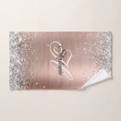 Zilveren Glitter Roze Gouden Folie Fancy Monogram Handdoek (Handdoek)