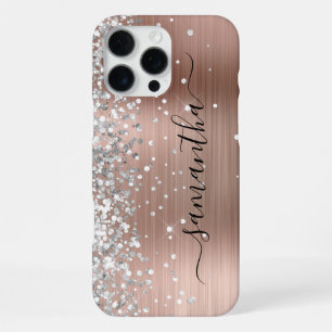Zilveren Glitter Roze Gouden Metallic Meisjesachti iPhone 16 Pro Max Hoesje