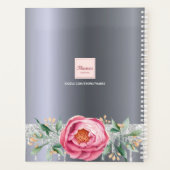 Zilveren glitter roze monogram afspraken planner (Achterkant)