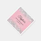 Zilveren Glitter Roze Ombre 40e Verjaardag Servet (Hoek)