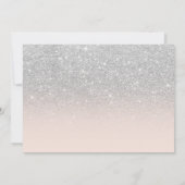 Zilveren glitter roze ombre eerste communie foto kaart (Achterkant)