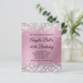 Zilveren Glitter Roze Vervaging 40e Verjaardagsuit (Staand voorkant)