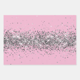 Zilveren Glitter Roze Zilveren Pijl Zilveren Bogen Inpakpapier Vel