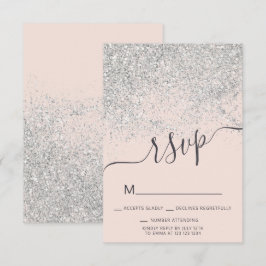 zilveren glitter RSVP blush roze Sweet 16 Kaart