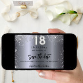 Zilveren glitter 'save the date'-kaart voor 18e ve save the date