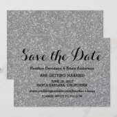 Zilveren Glitter Save the Date Uitnodiging (Voorkant / Achterkant)