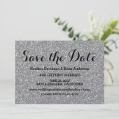 Zilveren Glitter Save the Date Uitnodiging (Staand voorkant)