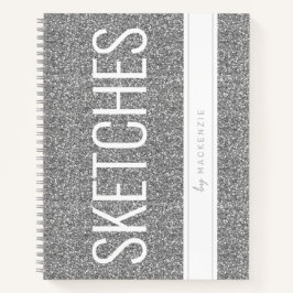 Zilveren Glitter Schets Boeknaam Grote Tekst Notitieboek