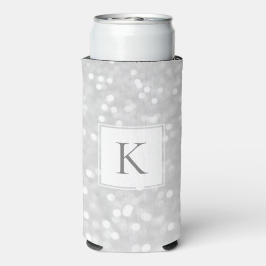Zilveren Glitter Schitter Glam Initiaal Monogram Seltzer Blikjeskoeler (Seltzer Achterkant)