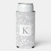 Zilveren Glitter Schitter Glam Initiaal Monogram Seltzer Blikjeskoeler (Seltzer Voorkant)