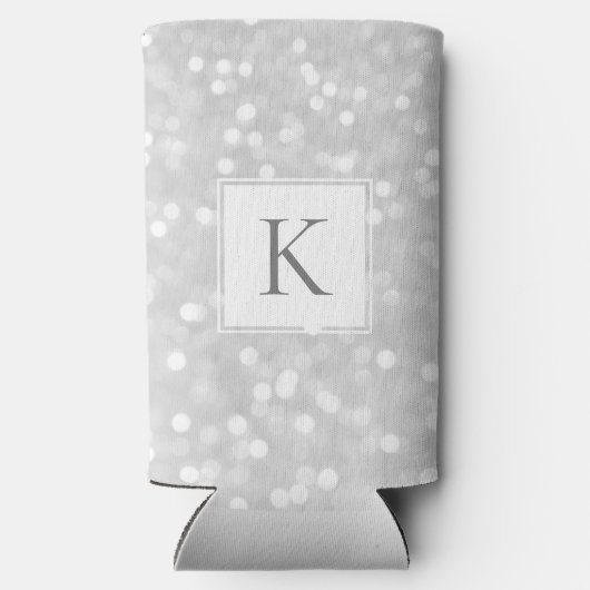 Zilveren Glitter Schitter Glam Initiaal Monogram Seltzer Blikjeskoeler (Achterkant)