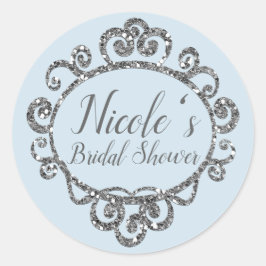 Zilveren Glitter Schitterende Verjaardagsfeest Fav Ronde Sticker