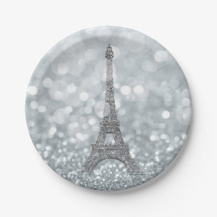 Zilveren Glitter Schittering Bling Eiffeltoren Fee Papieren Bordje