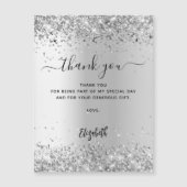 Zilveren glitter schittert elegant bedankje magnetische uitnodiging (Voorkant)
