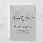 Zilveren glitter schittert grijs ombre vijfentwint kaart (Voorkant)