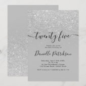Zilveren glitter schittert grijs ombre vijfentwint kaart (Voorkant / Achterkant)
