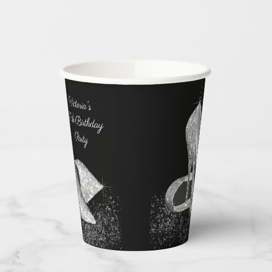 Zilveren Glitter Schoen Verjaardagsfeestje Papier  Papieren Bekers (Links)