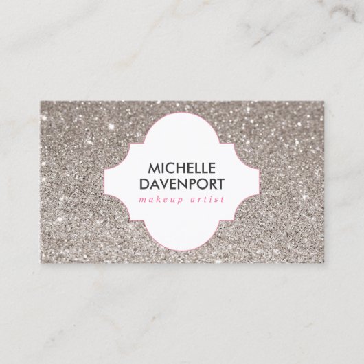 ZILVEREN GLITTER SCHOONHEID, MAKE-UP KUNSTENAAR, S VISITEKAARTJE (Voorkant)