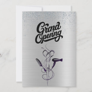 Zilveren Glitter Schoonheidssalon Grand Opening Kaart