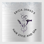 Zilveren Glitter Schoonheidssalon Raamsticker (Vel)