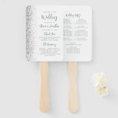 Zilveren Glitter Schrift Witte Trouwprogramma Handwaaier (Voorkant en achterkant)
