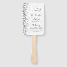 Zilveren Glitter Schrift Witte Trouwprogramma Handwaaier