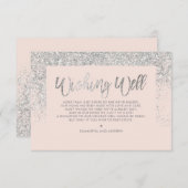 Zilveren glitter script blush roze wensengoed informatiekaartje (Voorkant / Achterkant)