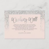 Zilveren glitter script blush roze wensengoed informatiekaartje (Voorkant)