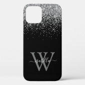 Zilveren Glitter Script Naam Case-Mate iPhone Case (Achterkant)