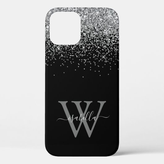 Zilveren Glitter Script Naam Case-Mate iPhone Case (Achterkant)