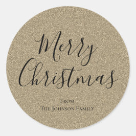 Zilveren Glitter Script Vrolijke Kerstvakantie Ronde Sticker
