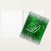 Zilveren Glitter Smaragdgroene Folie Fancy Monogra Planner (Display)