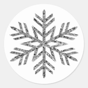 Zilveren Glitter Sneeuwvlok Kerstvakantie Ronde Sticker