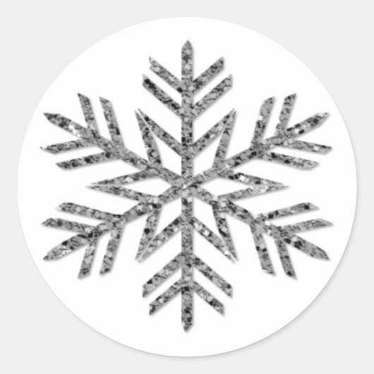 Zilveren Glitter Sneeuwvlok Kerstvakantie Ronde Sticker (Voorkant)