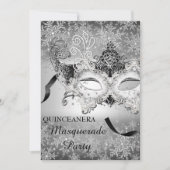 Zilveren Glitter Sneeuwvlok Masquerade Quinceanera Kaart (Voorkant)