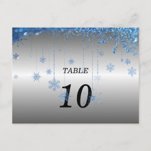 zilveren glitter sneeuwvlok Tafelnummer Briefkaart