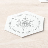 Zilveren Glitter Sneeuwvlok Vrolijk Kerstfeest Kartonnen Onderzetters (Schuin)