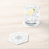 Zilveren Glitter Sneeuwvlok Vrolijk Kerstfeest Kartonnen Onderzetters (Insitu)