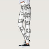 Zilveren Glitter Sneeuwvlok Witte Kerst Leggings (Links)