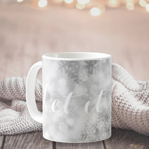 Zilveren Glitter Sneeuwvlokken Festijn Koffiemok