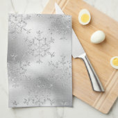Zilveren Glitter Sneeuwvlokken Kerstmis Theedoek (Quarter Fold)