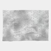 Zilveren Glitter Sneeuwvlokken Kerstmis Theedoek (Horizontaal)