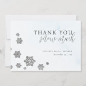 Zilveren Glitter Sneeuwvlokken Winter Bruidsfeest Bedankkaart (Voorkant)