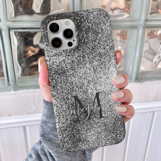 Zilveren Glitter Sparkle - Aangepaste Monogram Chi Case-Mate iPhone Case