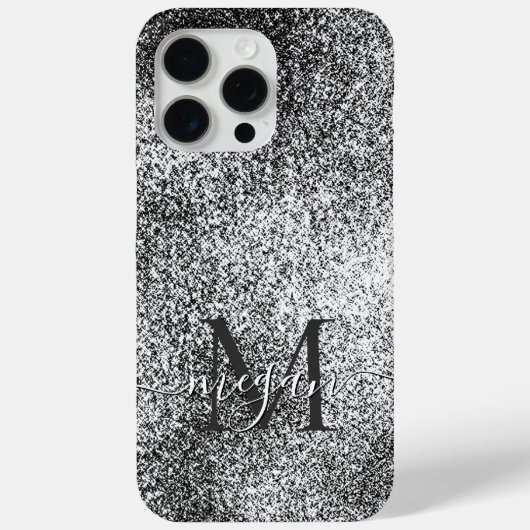 Zilveren Glitter Sparkle - Aangepaste Monogram Chi Case-Mate iPhone Case (Achterkant)
