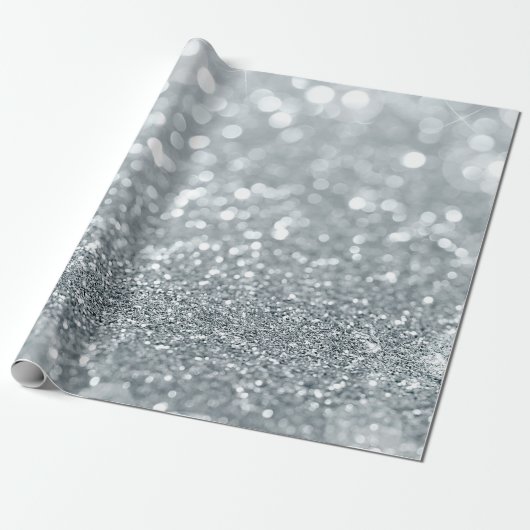 Zilveren Glitter Sparkle Bokeh Lights Glamour Chic Cadeaupapier (Uitgerold)