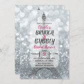 Zilveren Glitter Sparkle Eiffel Tower Brunch Bubbl Kaart (Voorkant / Achterkant)