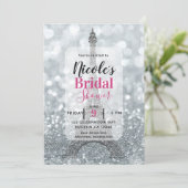 Zilveren Glitter Sparkle Eiffeltoren Bruidsdouche Kaart (Staand voorkant)