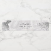 Zilveren Glitter Sparkle Gown Sweet 16e Verjaardag Waterfles Etiket (Enkel label)